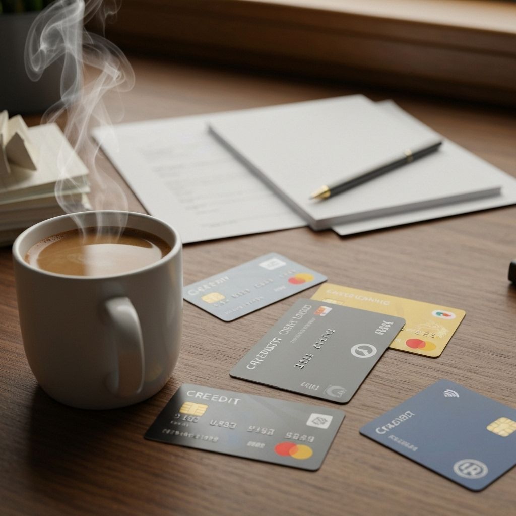Credit cards on desk